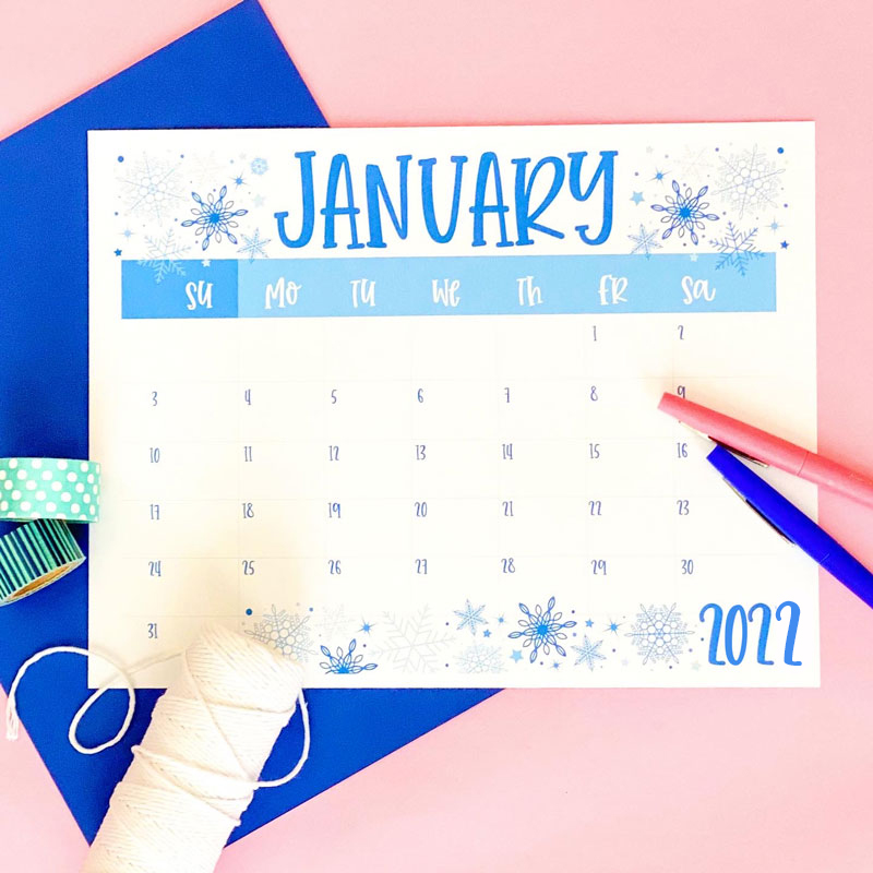 2022 Calendar Printable on Love The Day