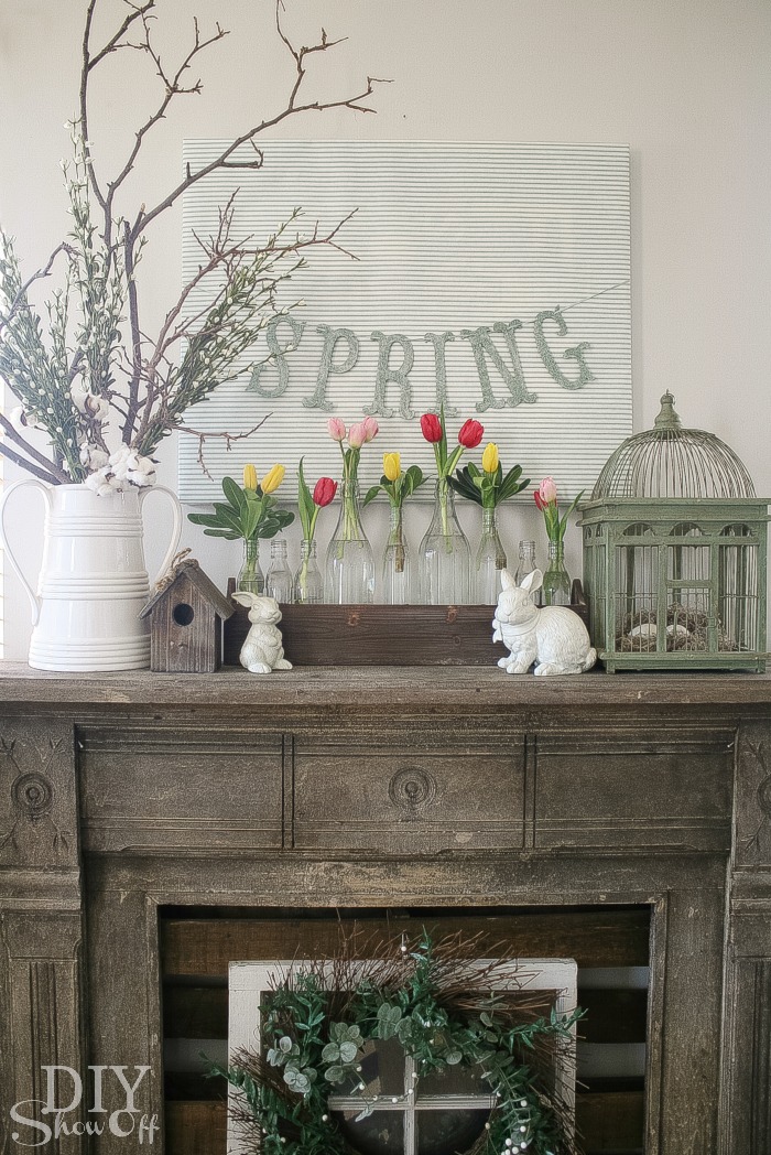 spring mantel @DIYShowOff