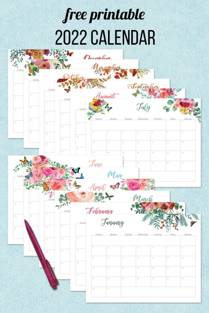 free printable 2022 calendar