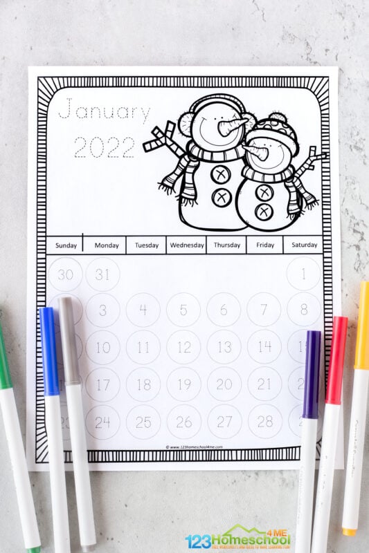 Free printable traceable calendars