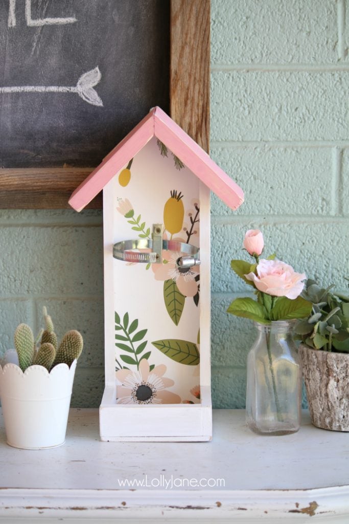 DIY Bird Feeder Glass Bottle Upcycle | How to make a bird feeder from a glass bottle. Easy to follow plans for a diy bird feeder. Love this wood bird feeder step by step tutorial using a Martinelli bottle! Great upcucle idea!