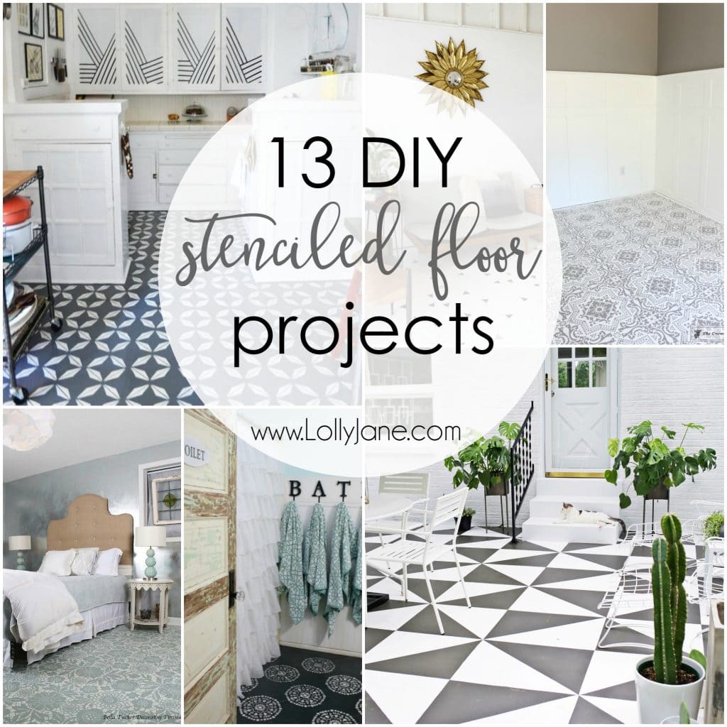 DIY stenciled floor projects! Turn your outdated flooring into something pretty, for cheap! Click for 12 more inspiring DIY stenciled floors!