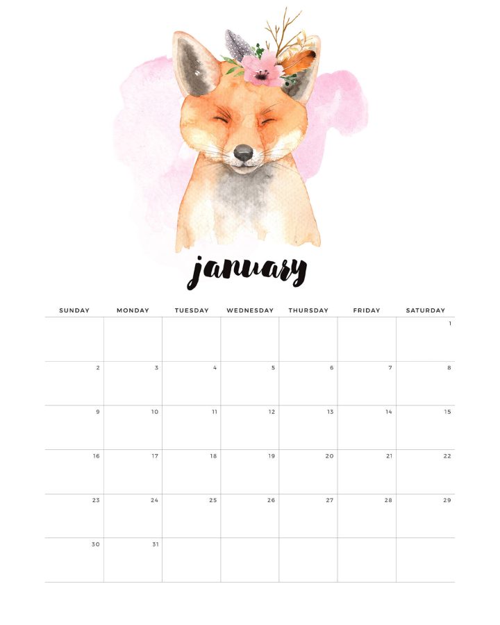 Come and get a head start on the new year with this Free Printable 2022 Watercolor Animal Calendar.  This Water Color Animal Calendar will get you organized early!