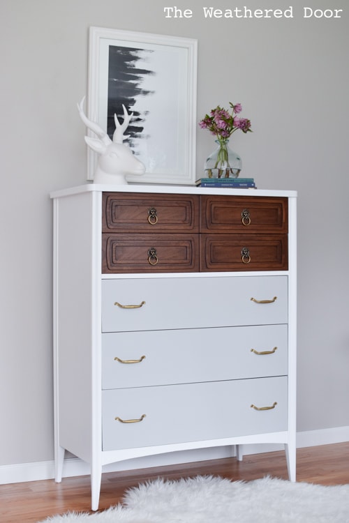 Mid-century tallboy dresser makeover